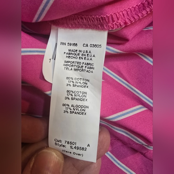 Karen Kane Tie Front Balloon Sleeve Stripes  Top Pink White Blue Sz Medium - Picture 8 of 10